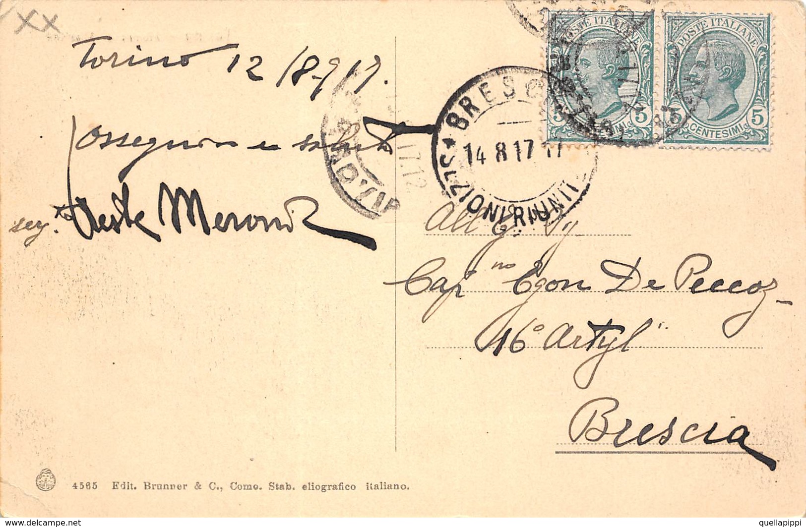 010237 "TORINO - PIAZZA S. MARTINO" ANIMATA, TRAMWAY.  CART SPED 1917 - Places & Squares