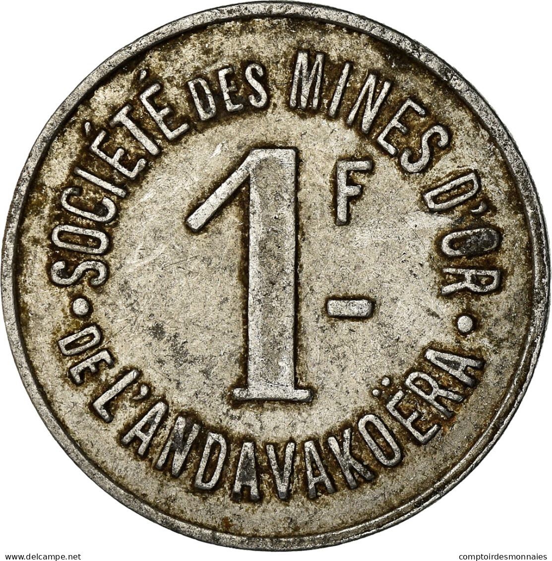 Monnaie, Madagascar, Société Des Mines D'Or, Andavakoëra, 1 Franc, TB+ - Notgeld