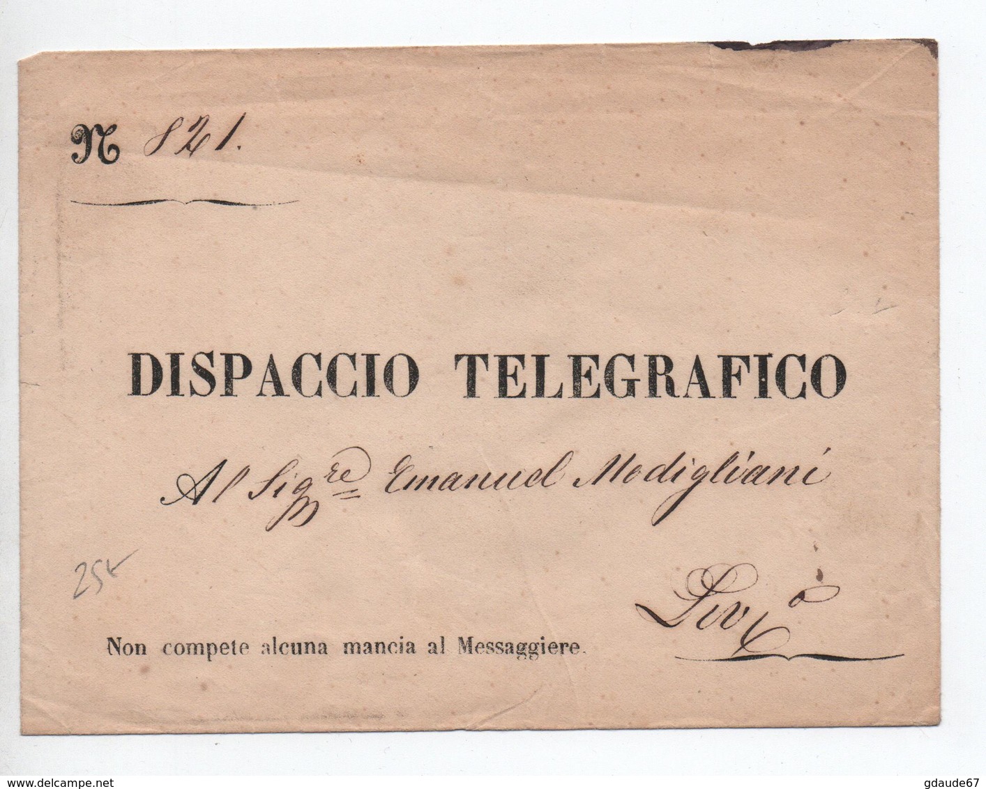 ENVELOPPE "DISPACCIO TELEGRAFICO" Avec ETIQUETTE "UFFIZIO DI LIVORNO" - 1. ...-1850 Vorphilatelie