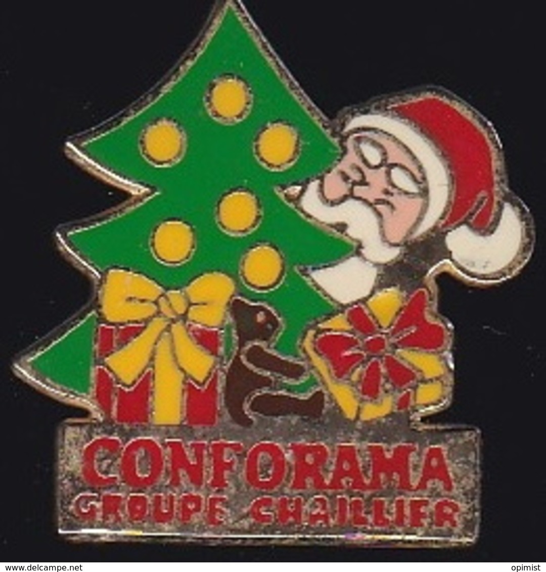 64212- Pin's.conforama.groupe Chaillier.Père Noel.Sapin.signé Arcane. - Christmas