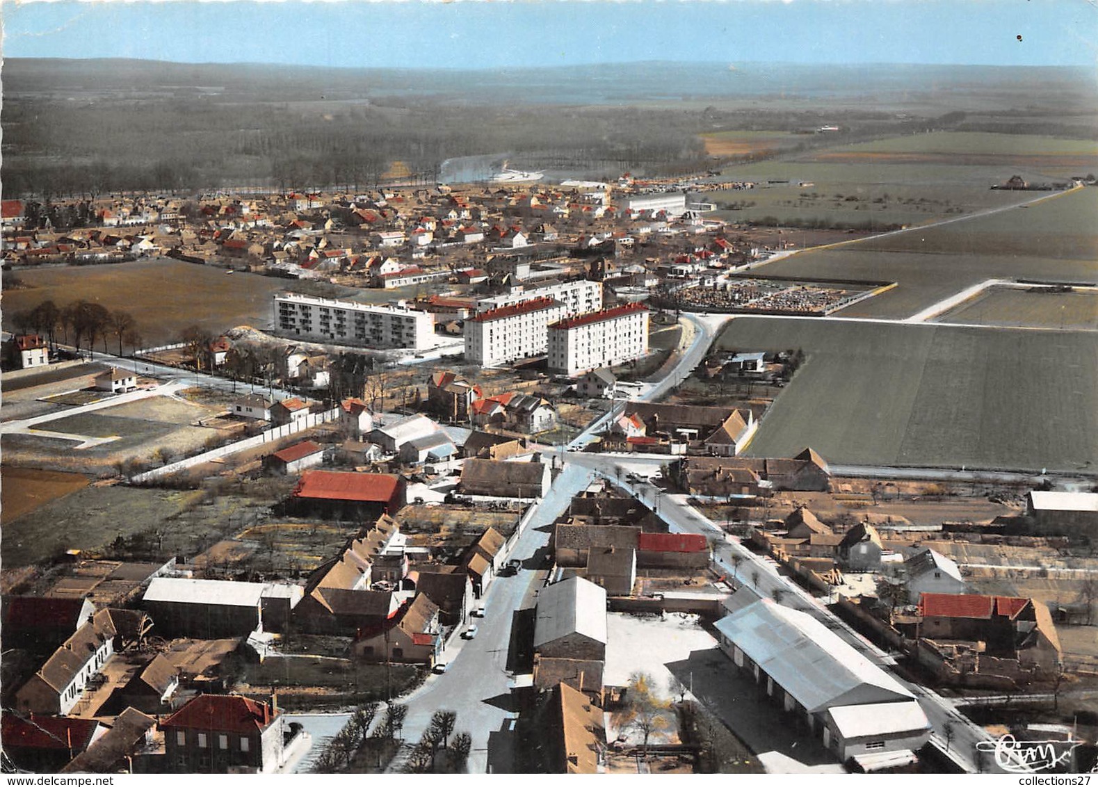 77-BRAY-SUR-SEINE-VUE AERIENNE LES HLM ET LE VILLAGE DE MOUSSEAUX-LES-BRAY - Bray Sur Seine