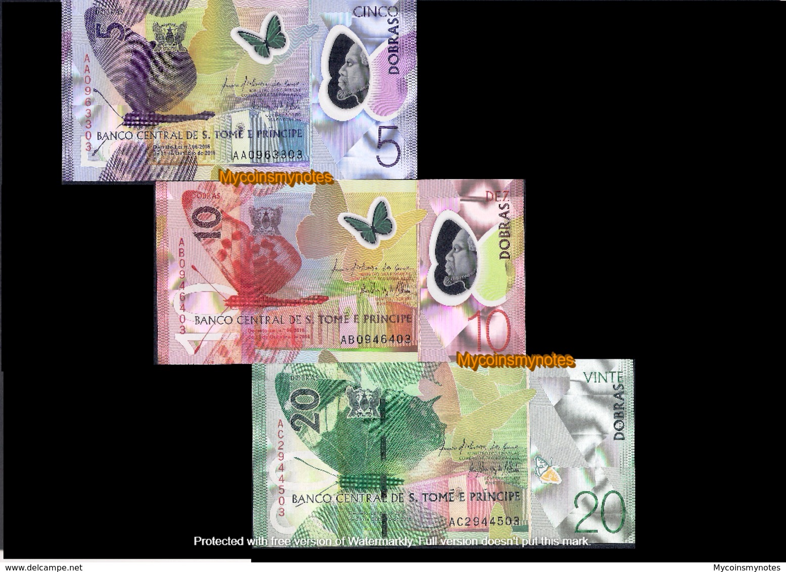 SÃO TOMÉ And PRÍNCIPE, Set 5, 10 And 20 Dobras, P70, P71 And P72, 2016 (2018), UNC - São Tomé U. Príncipe