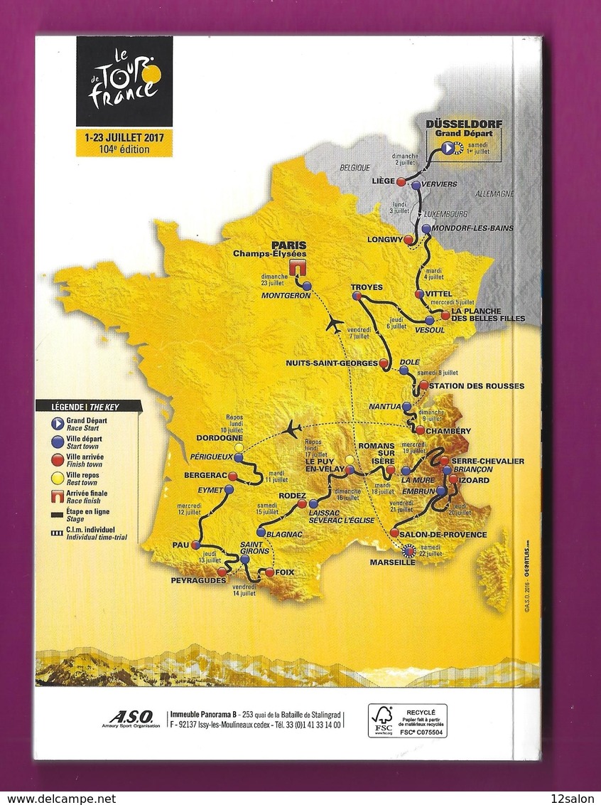 TOUR DE FRANCE 2017 BLOC PAPIER ASO NEUF - Wielrennen