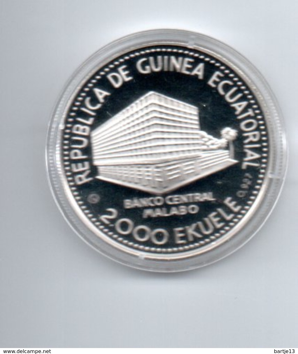 GUINEE EQUATORIAAL 2000 EKUELE ZILVER PROOF 1980 IMPALAS LOW MINTAGE - Guinea Equatoriale