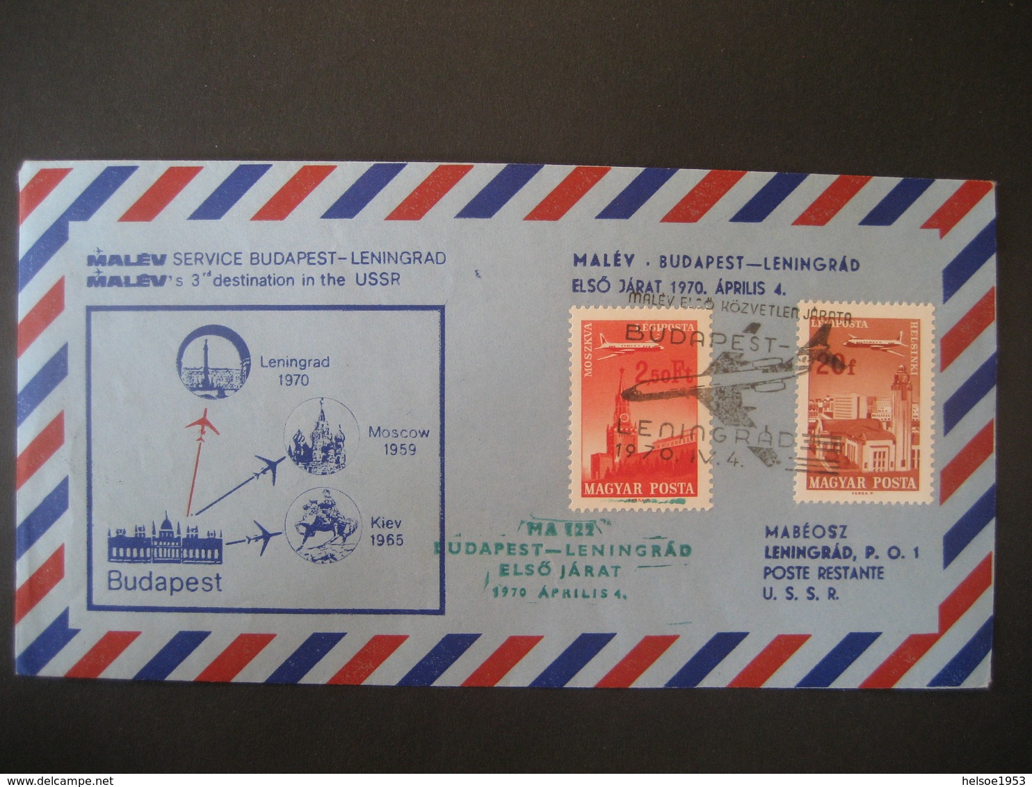 Ungarn 1970- Luftpost Budapest - Leningrad Mit Rückseitigem Ankunftstempel - Briefe U. Dokumente