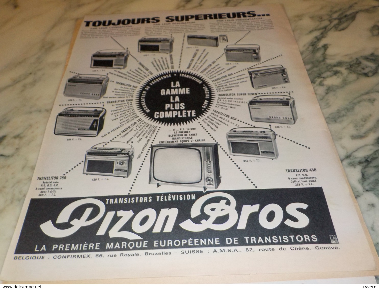 ANCIENNE  PUBLICITE TOUJOURS SUPERIEUR  PIZON BROS 1962 - Other & Unclassified