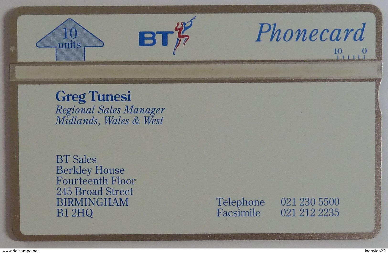 UK - Great Britain - BT & Landis & Gyr - Visiting - Business Card - Greg Tunesi - BTV073 - Without Control - BT Algemeen