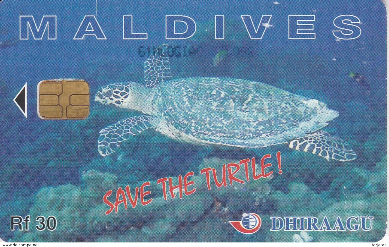 TARJETA DE MALDIVES DE UNA TORTUGA  (TURTLE) - Maldiven