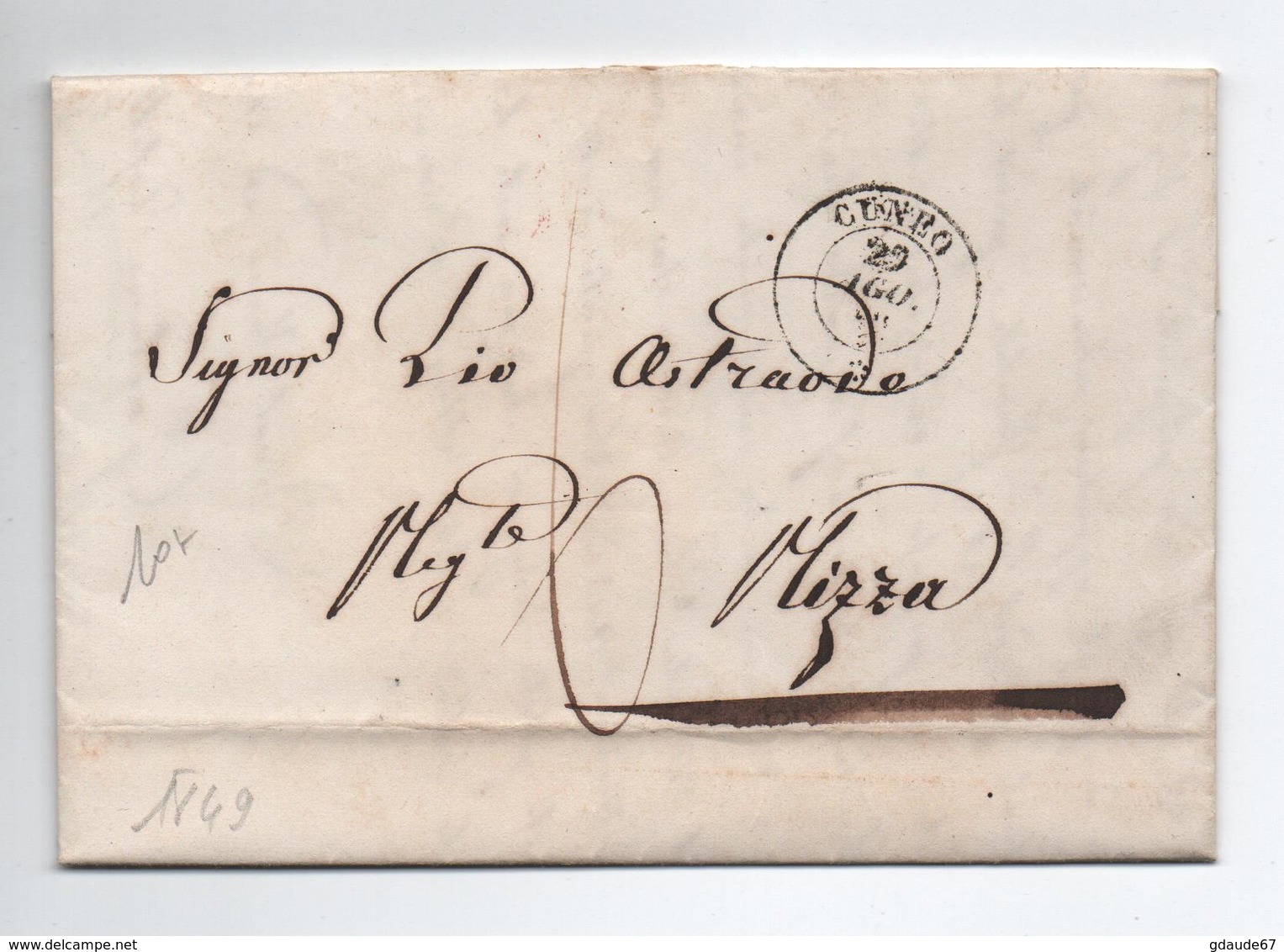 1849 - LETTRE De CUNEO Avec CACHET SARDE Pour NICE - 1. ...-1850 Vorphilatelie