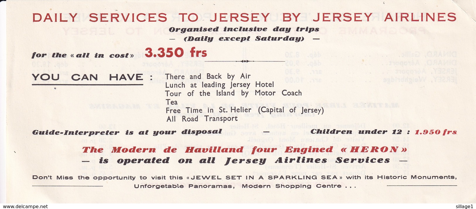 Jersey - Jersey Airlines - Avion - Aviation - Programme De L'excursion - Pub - Tickets - Boarding Card -  CPA Pub - Non Classés