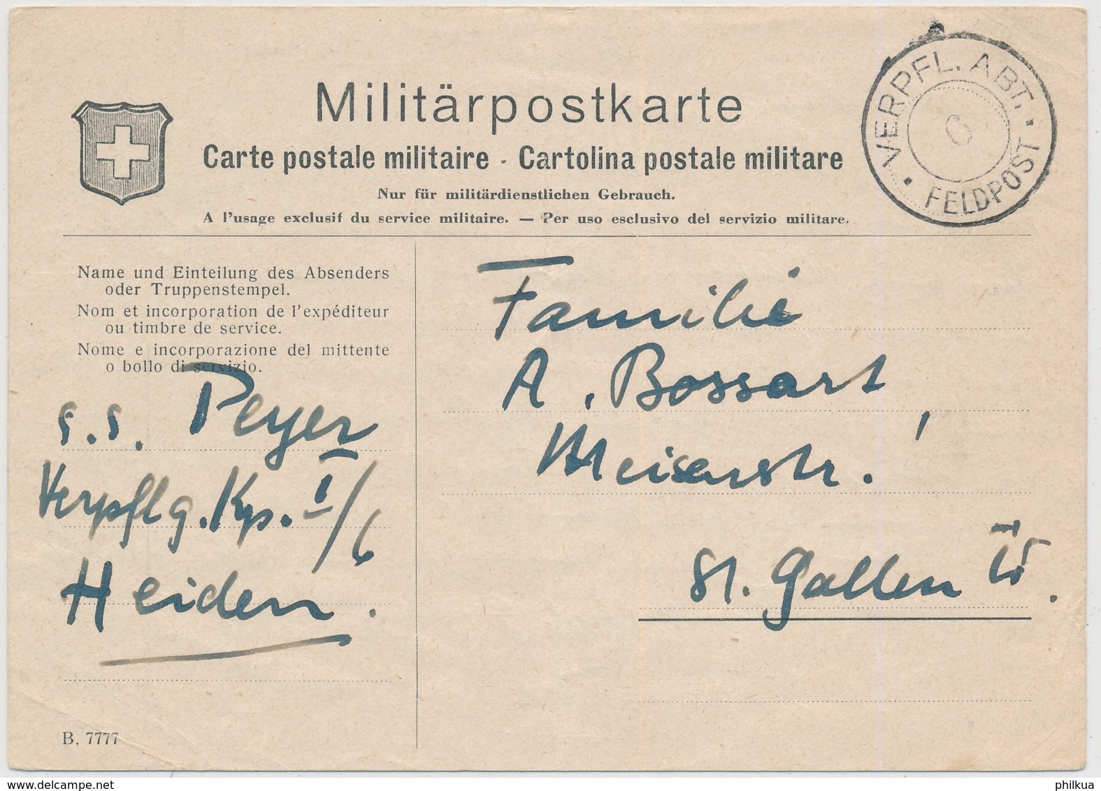 Feldpostkarte Mit Truppenstempel  VERPFL. ABT. 6 - FELDPOST - Annullamenti