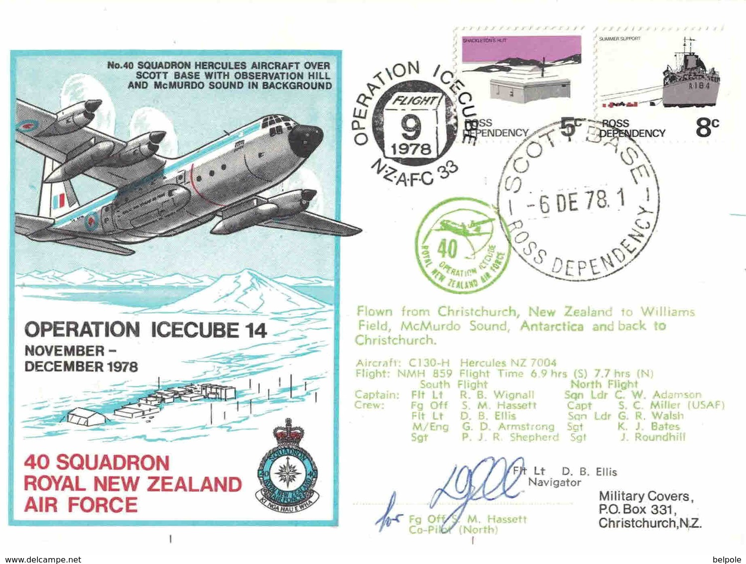 Antarctica Ross Dependency SCOTT BASE - Operation ICECUBE 14 - 06 DE 1978 - Signed - Briefe U. Dokumente