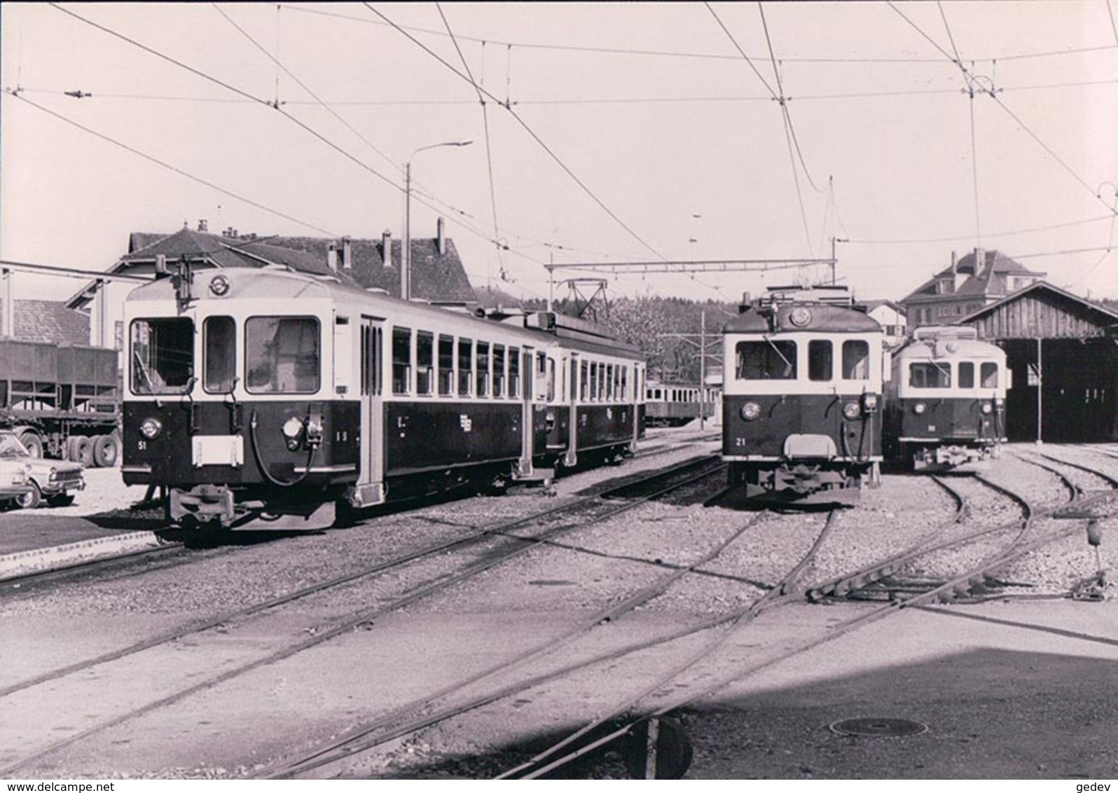 Chemin De Fer Lausanne Echallens Bercher, Train à Echalens, Photo 1973 LEB 55910 - Bercher