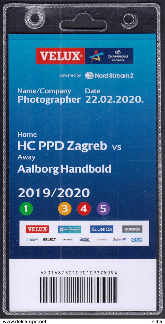 Croatia Zagreb 2020 / Handball / Accreditation / Photographer / HC PPD Zagreb - Aalborg Handbold, Denmark - Handbal