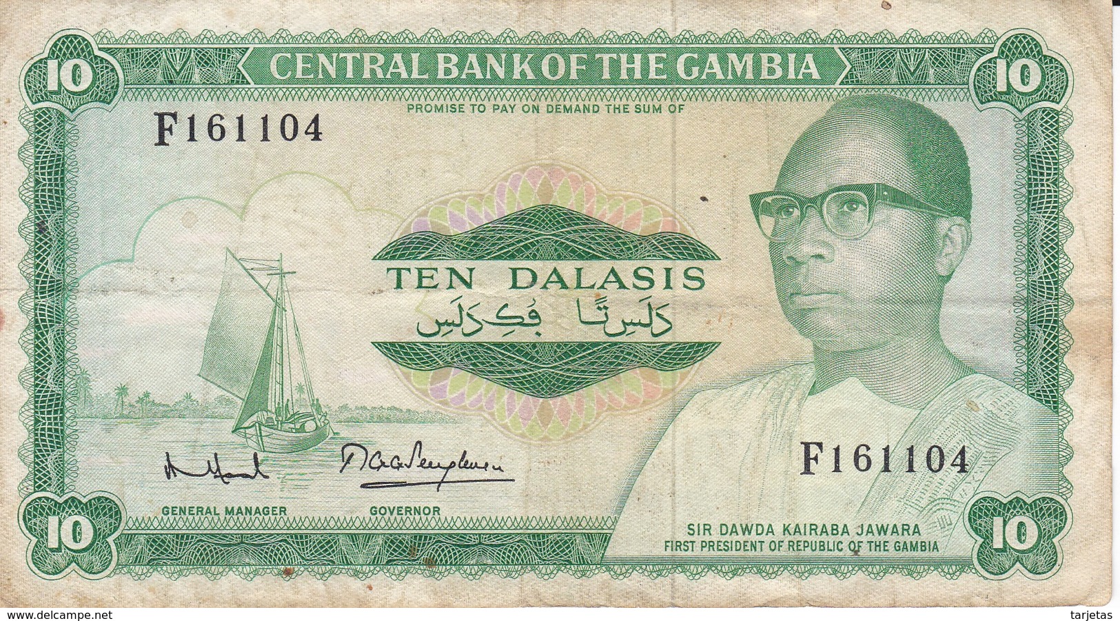 BILLETE DE GAMBIA DE 10 DALASIS DEL AÑO 1972 (BANKNOTE) - Gambia