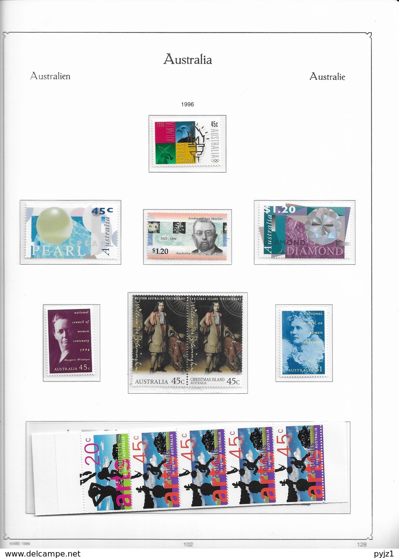 1996 MNH Australia, year according to album (11 scans) postfris**