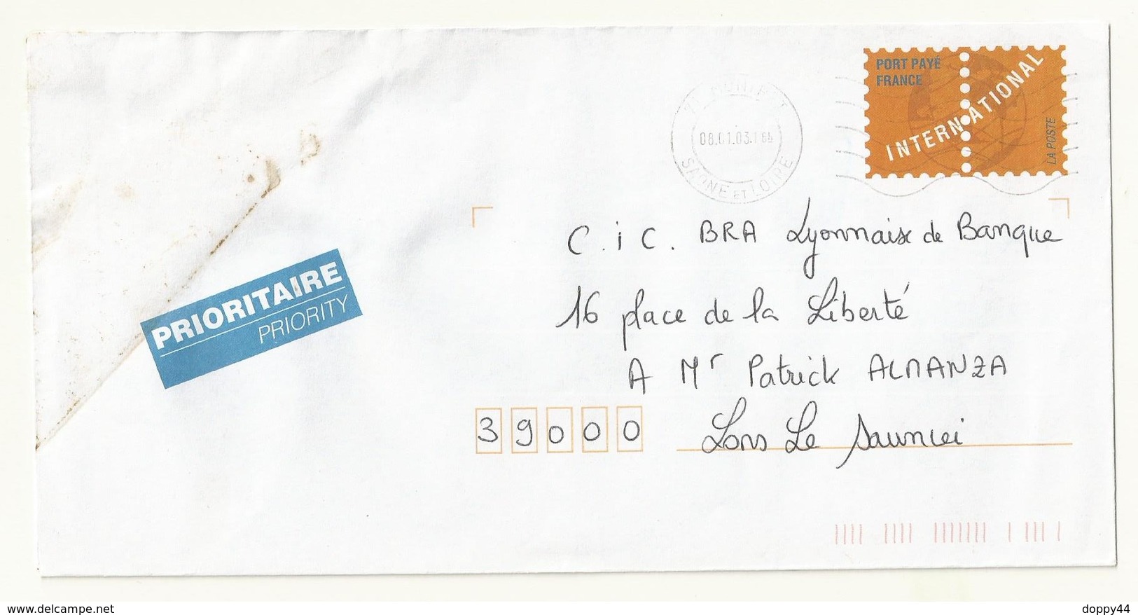 ENTIER POSTAL TARIF INTERNTIONAL PORT PAYE  LOT  103/998   TACHEE DANS COIN SUPERIEUR GAUCHE. - Sonderganzsachen