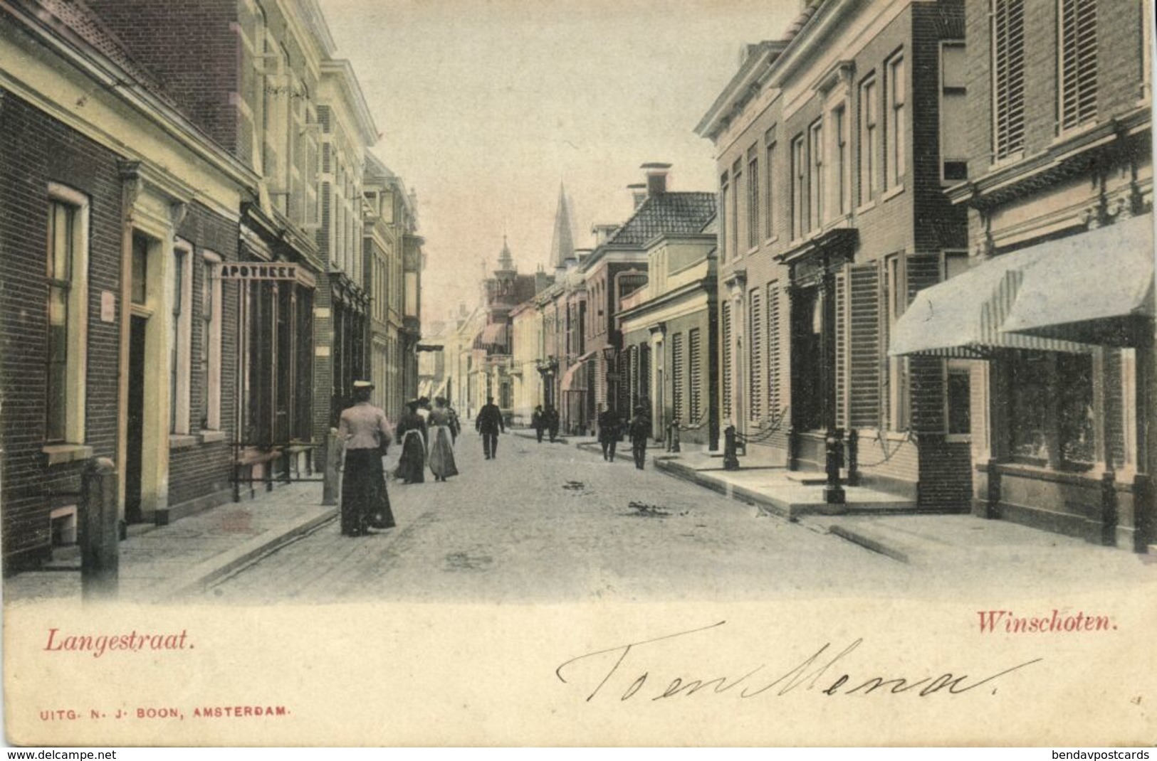 Nederland, WINSCHOTEN, Langestraat, Apotheek (1902) Ansichtkaart - Winschoten