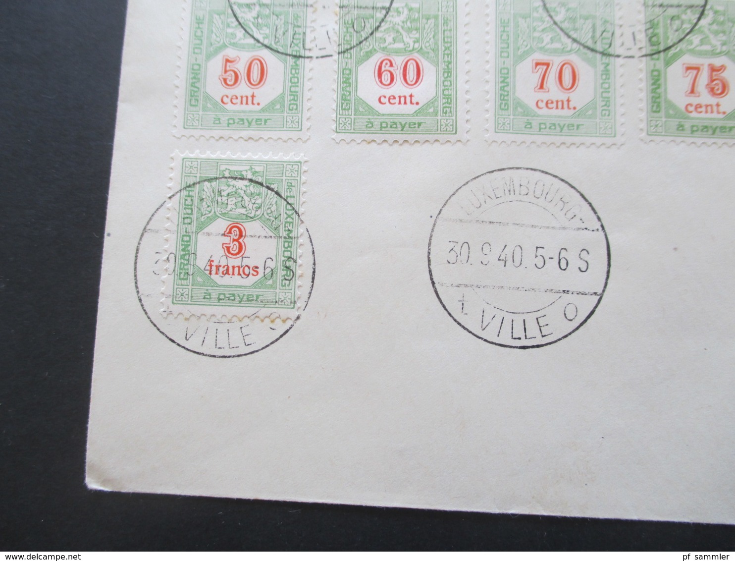 Luxemburg 1940 Portomarken Nr. 10 - 22 Insgesamt 13 Werte Auf Blanko Umschlag Stempel Luxembourg Ville - Strafport