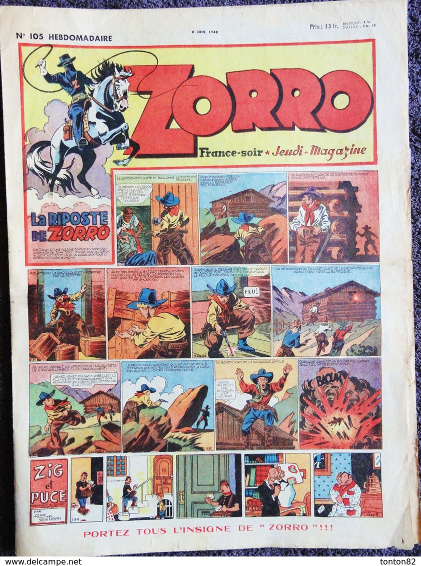 ZORRO - N° 105 -  (  6 Juin 1948 ) . - Zorro