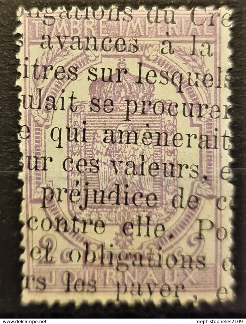 FRANCE 1869 - Canceled - YT 7 - Timbre Des Journaux 2c - Newspapers