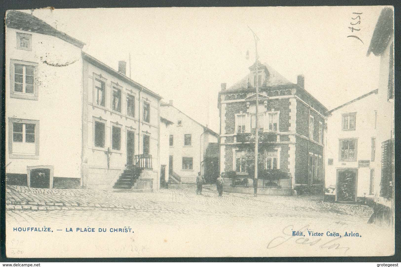 N°56 5 Centimes Obl; Sc POSTES MILITAIRES BELGIQUE 3 Sur C.P. (HOUFFALIZE La Place Du Christ) Du 30 Août Vers Charleroi - Brieven En Documenten