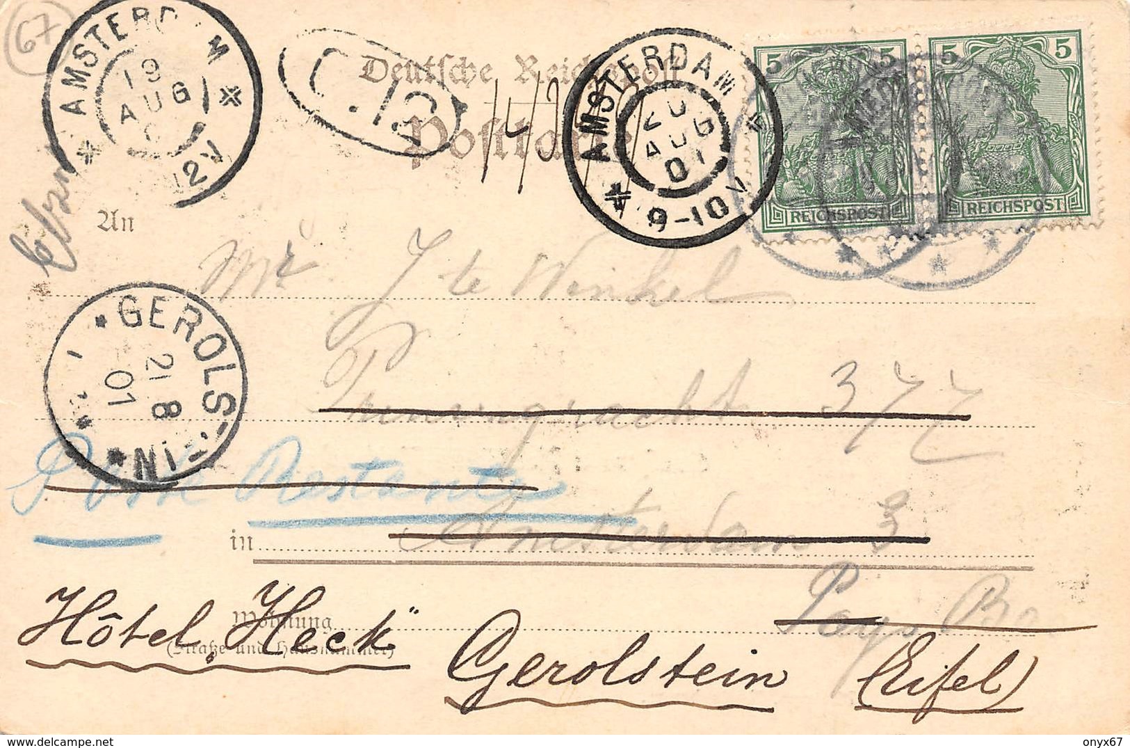 NIEDERBRONN-67-Bas-Rhin-Gruss Forsthaus Heidenkopf  Maison Forestière Cachet-Stempel-Amsterdam-Gerolstein - Niederbronn Les Bains