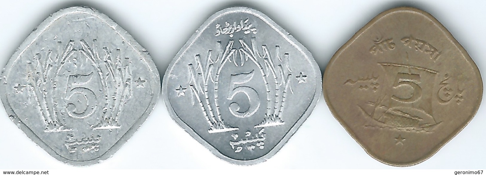 Pakistan - 5 Paisa - 1965 - KM26; 1974 - FAO - KM35 & 1993 - KM52 - Pakistan