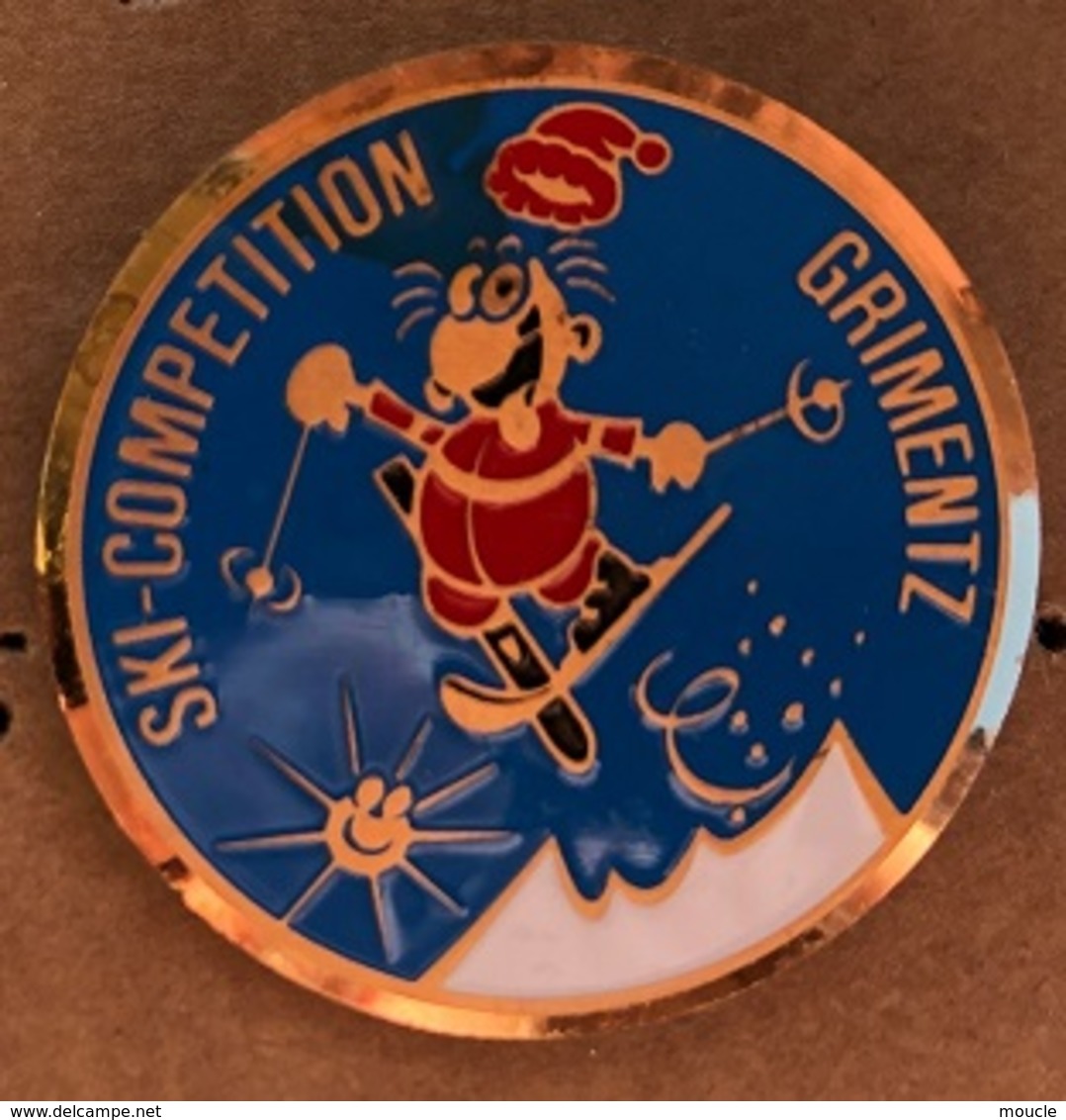 ATTENTION C'EST UNE BROCHE - SKI ALPIN COMPETITION - GRIMENTZ - SUISSE - SCHWEIZ . SWITZERLAND - SVIZZERA  - SKIEUR - Wintersport