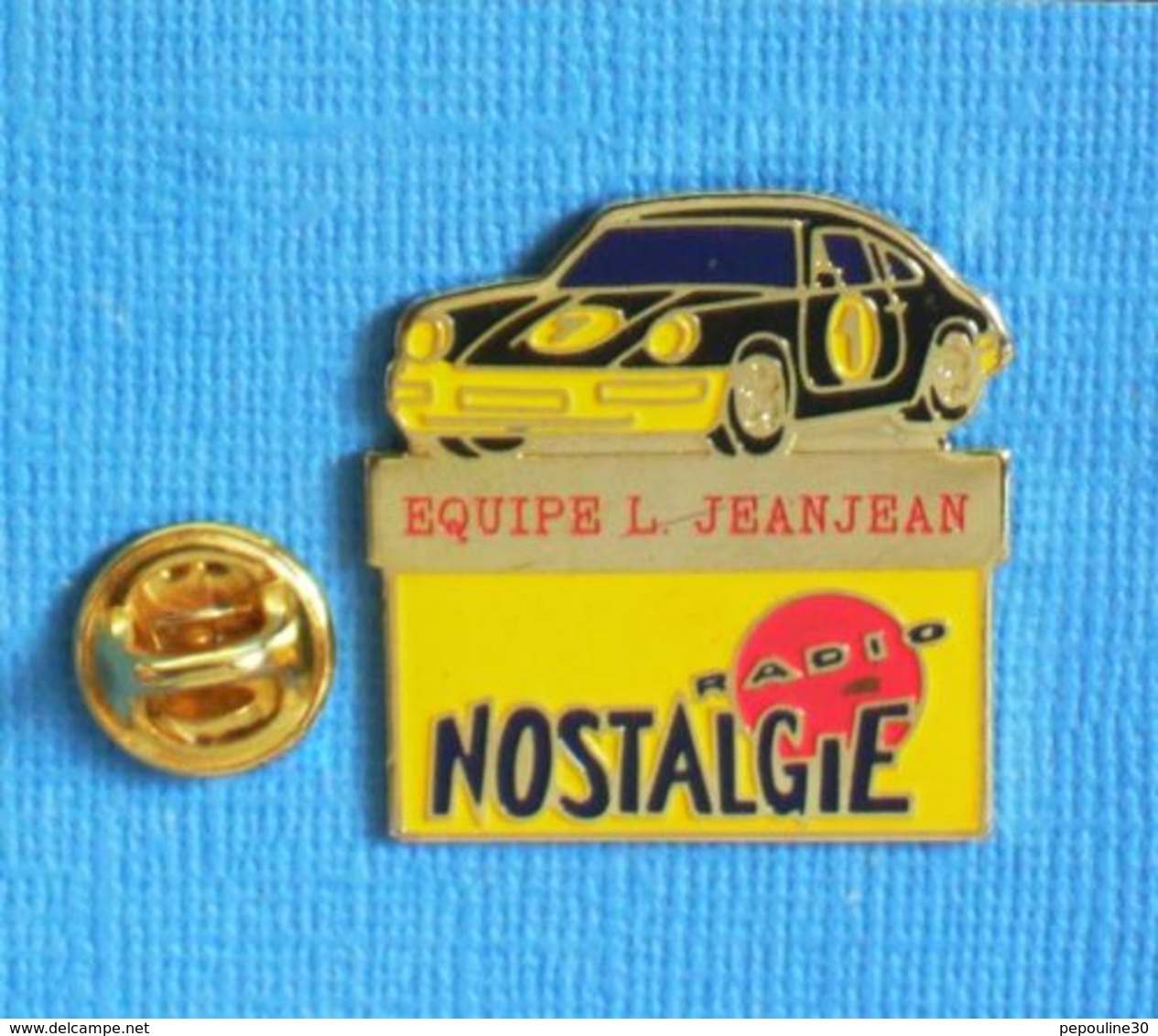 1 PIN'S //  ** PORSCHE / ÉQUIPE L. JEANJEAN / RADIO NOSTALGIE ** - Porsche
