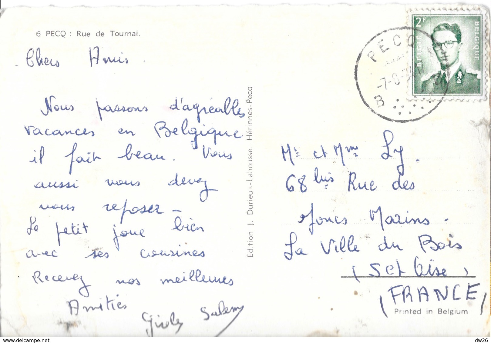 Pecq (Hainault) Rue De Tournai - Edition J. Durieux-Lahousse - Carte N° 6 - Pecq