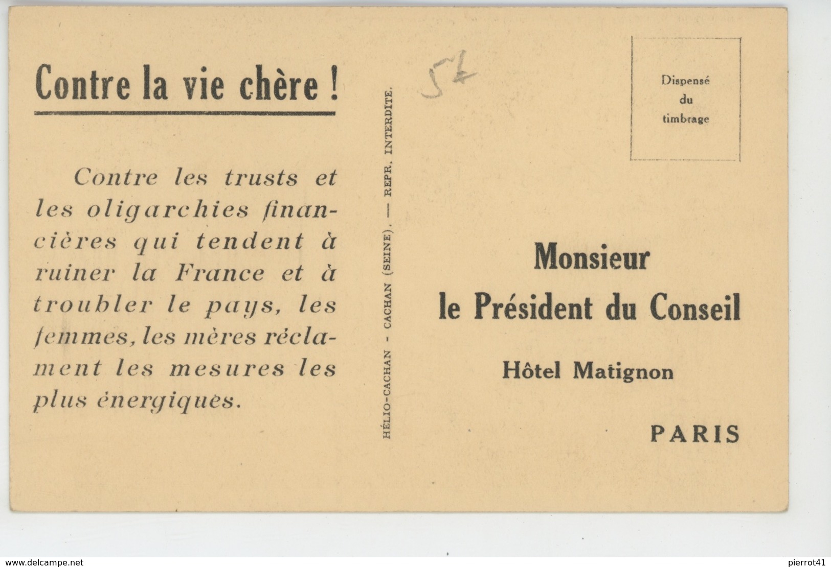 FEMMES - Femme Au Foyer - Lutte Contre La Vie Chère ! Contre Les Trusts Et Les Oligarchies Financières... - Zonder Classificatie