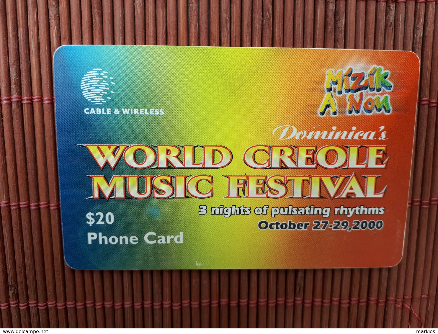 Phonecard Dominica $ 20 Music Festival USED Rare - Dominique