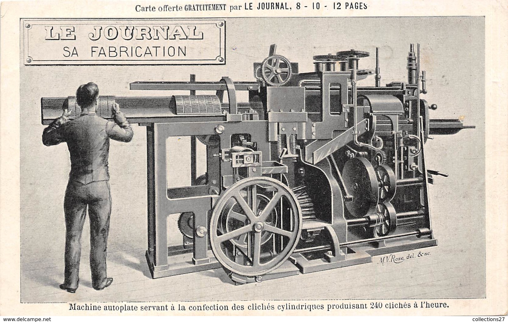 PARIS-LE JOURNAL , SA FABRICATION, MAICHINE AUTOPLATE SERVANT A LA CONFECTION DES CLICHES SYCLINDRIQUES.... - Autres & Non Classés