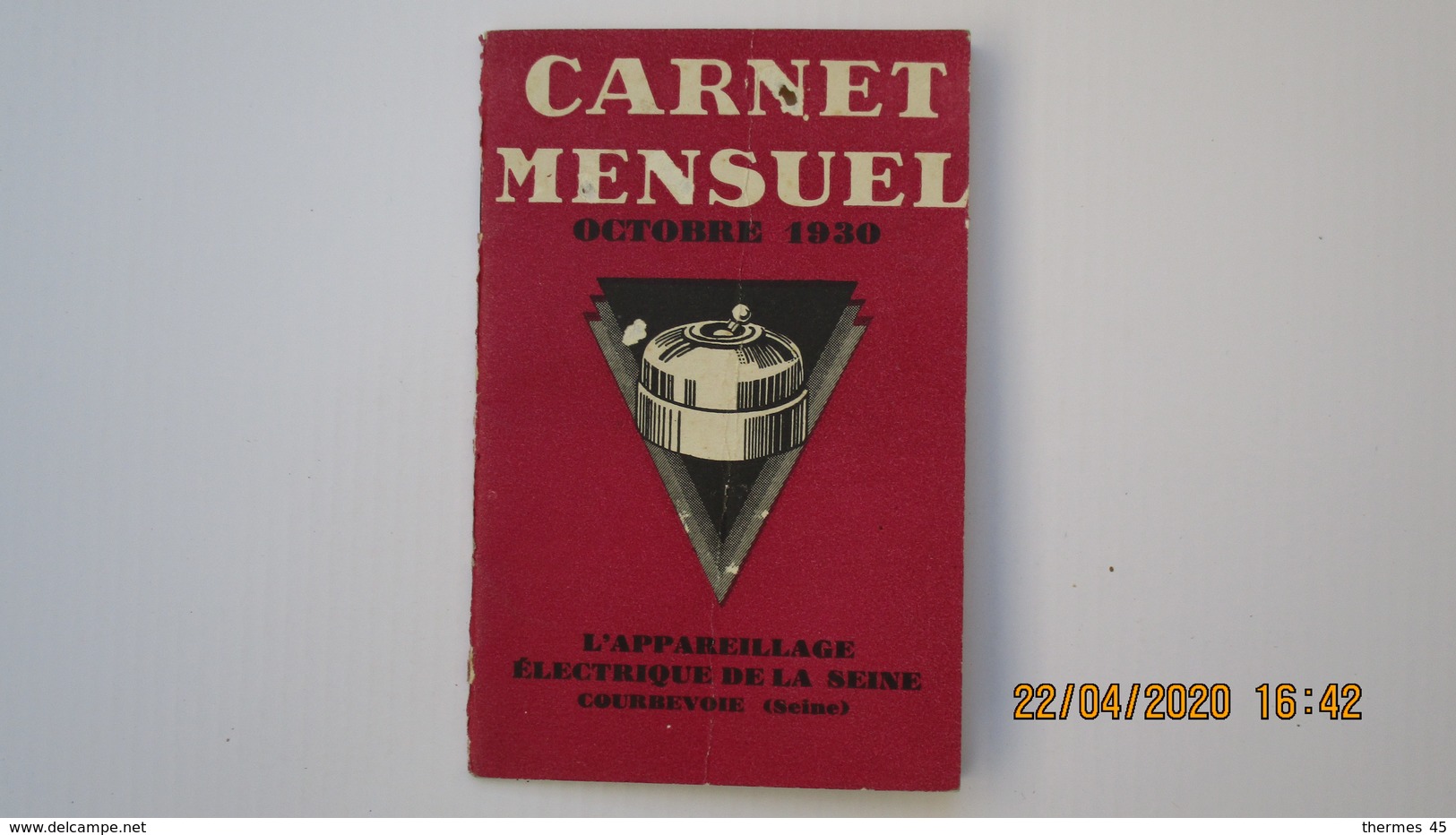 CARNET MENSUEL PUBLICITE DE "L'APPAREILLAGE ELECTRIQUE DE LA SEINE / COURBEVOIE - Andere Toestellen