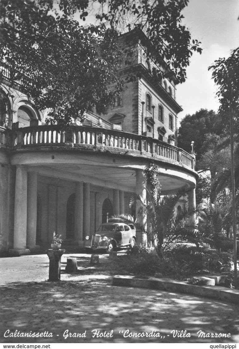 010499 "CALTANISETTA - GRAND HOTEL CONCORDE - VILLA MASSONE"  AUTO, VERA FOTO. CART  SPED 1957 - Caltanissetta