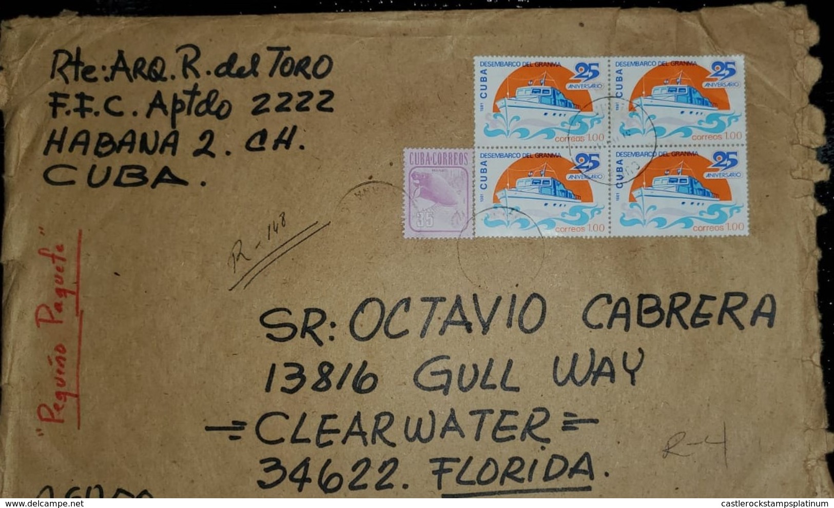 O) 1981 CUBA, SPANISH ANTILLES,  DISEMBARKING OF REVOLUTIONARY FORCES - YACHT GRANMA 1p SC 2456, FAUNA - MANATEE SC 2461 - Brieven En Documenten