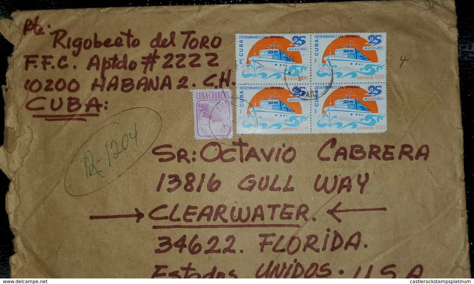 O) 1981 CUBA, SPANISH ANTILLES,  DISEMBARKING OF REVOLUTIONARY FORCES - YACHT GRANMA 1p SC 2456, FAUNA - MANATEE SC 2461 - Briefe U. Dokumente