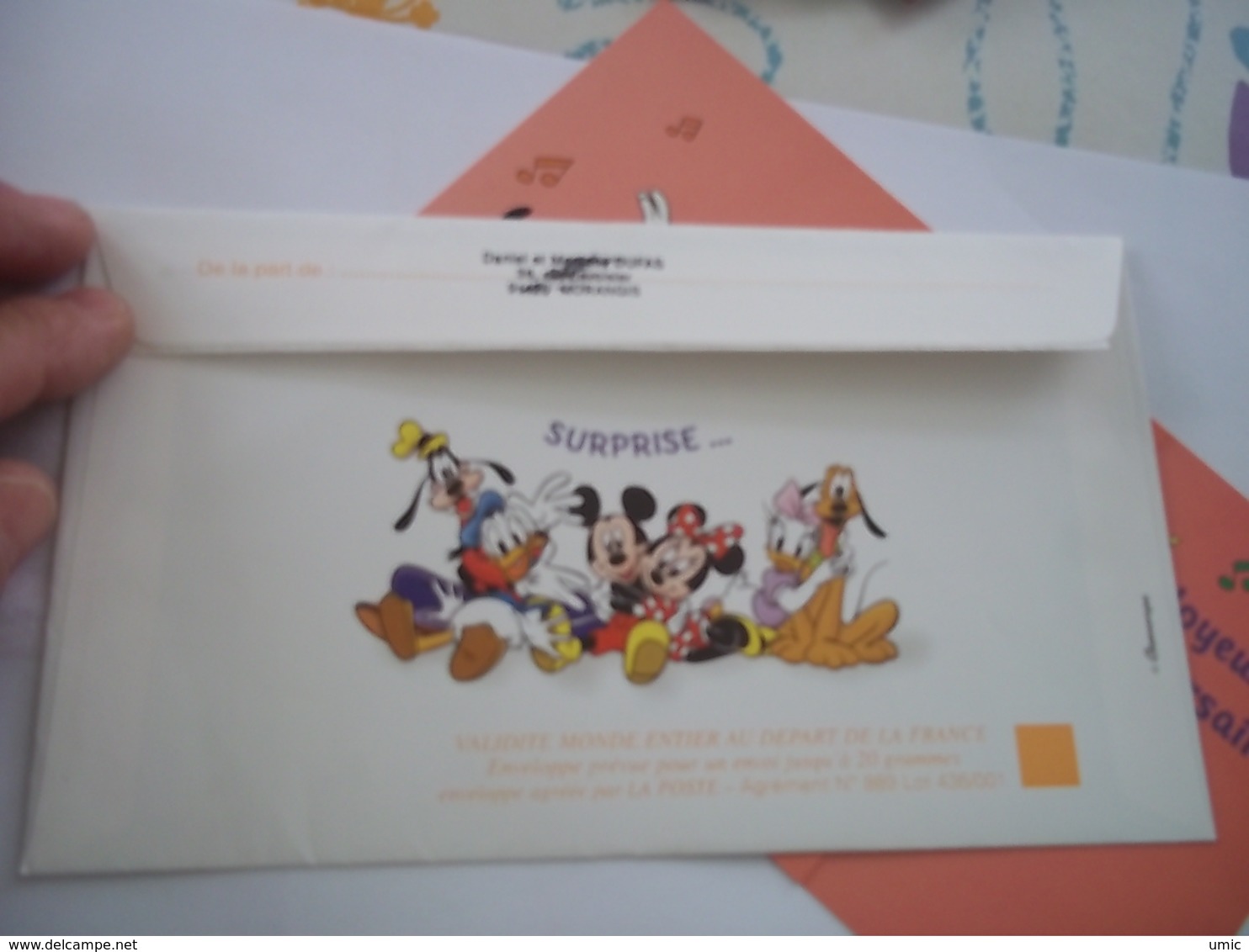 Enveloppe Joyeux Anniversaire Disney Avec Encart A L'intérieur, Oblitéré - Usados
