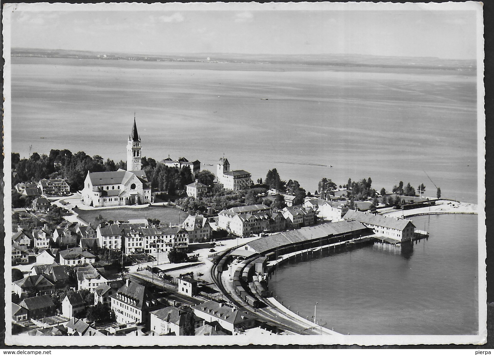 SVIZZERA - ROMANSHORN - VEDUTA AEREA -  VIAGGIATA DA AMRISWIL 1951 PER L'ITALIA - Amriswil