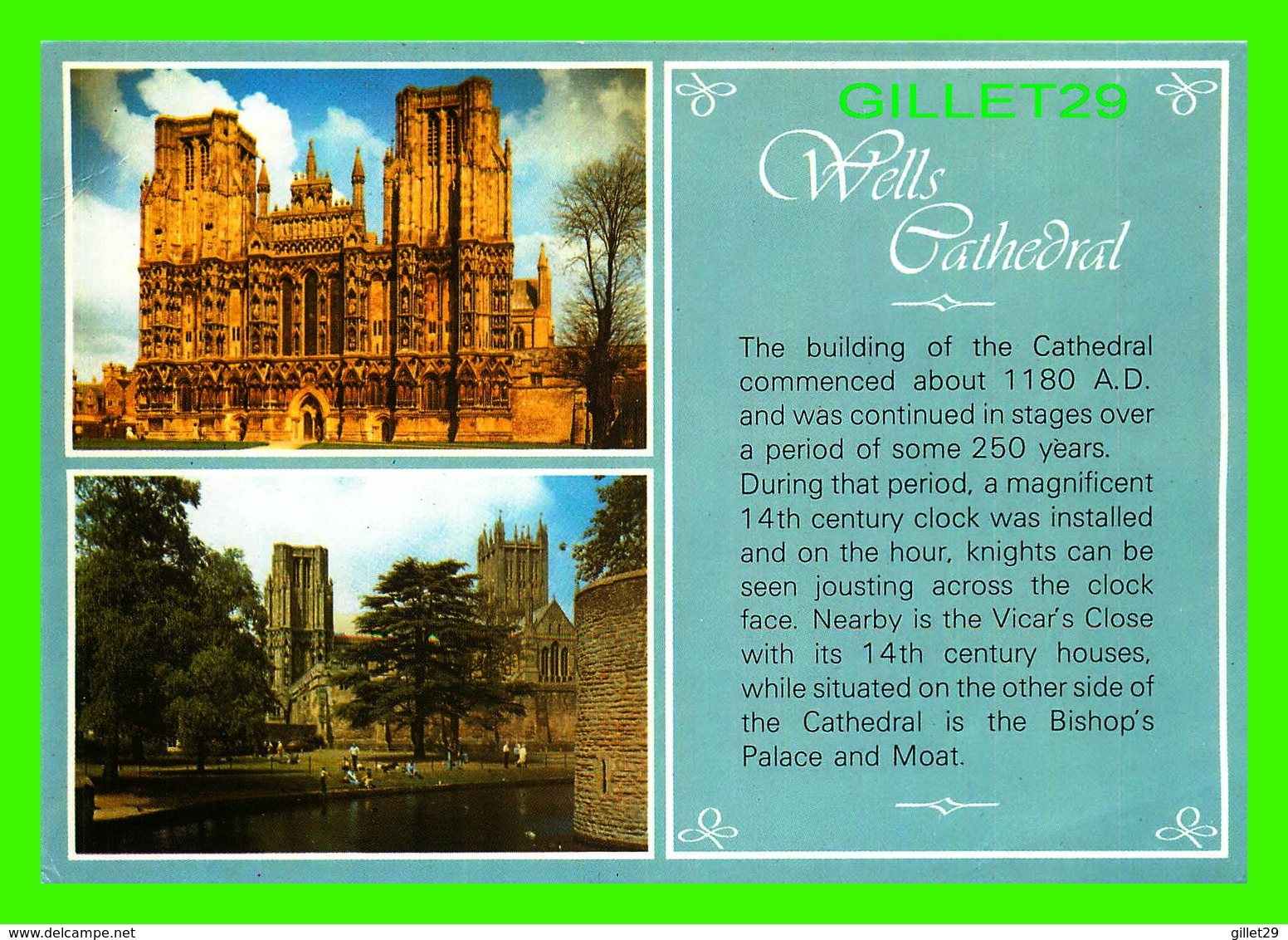 WELLS, UK - WELLS CATHEDRAL, BISHOP'S PALACE MOAT - J. ARTHUR DIXON LTD - - Wells