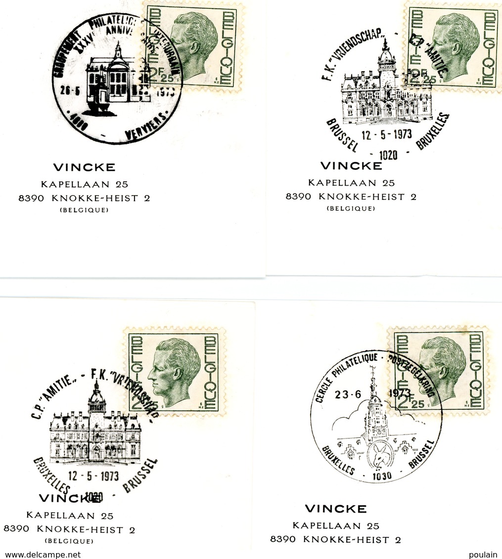 Monuments : 12 Cachets Spéciaux 1973 : Chiny - Dinant - Sclessin - Ougrée - Stavelot - Diksmuide - Menin Etc.. - Commemorative Documents