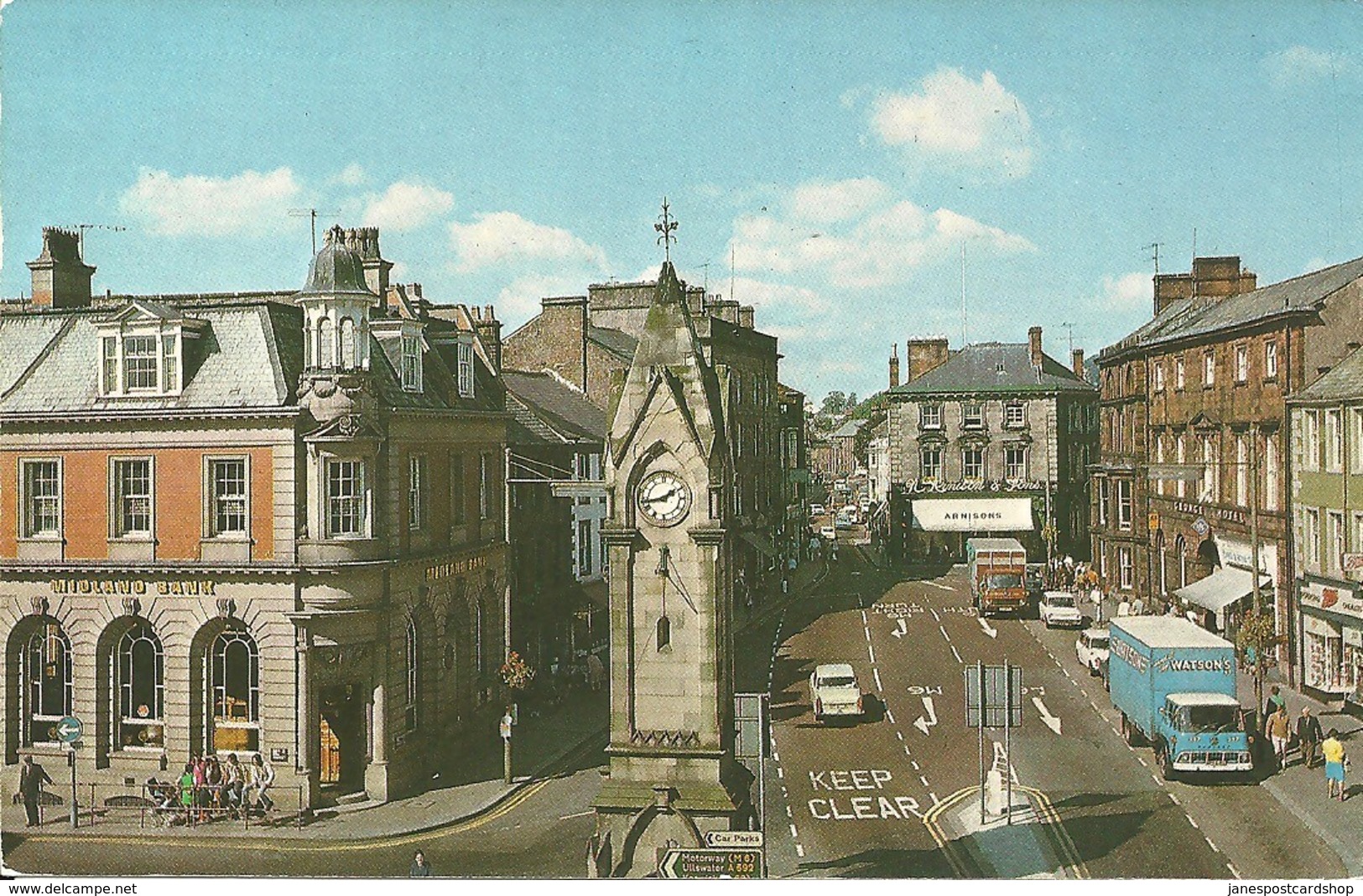 DEVONSHIRE STREET PENRITH - CUMBRIA - 1975 - SHOWING - MINI - HILLMAN IMP - CARS - BEDFORD LORRY - Penrith