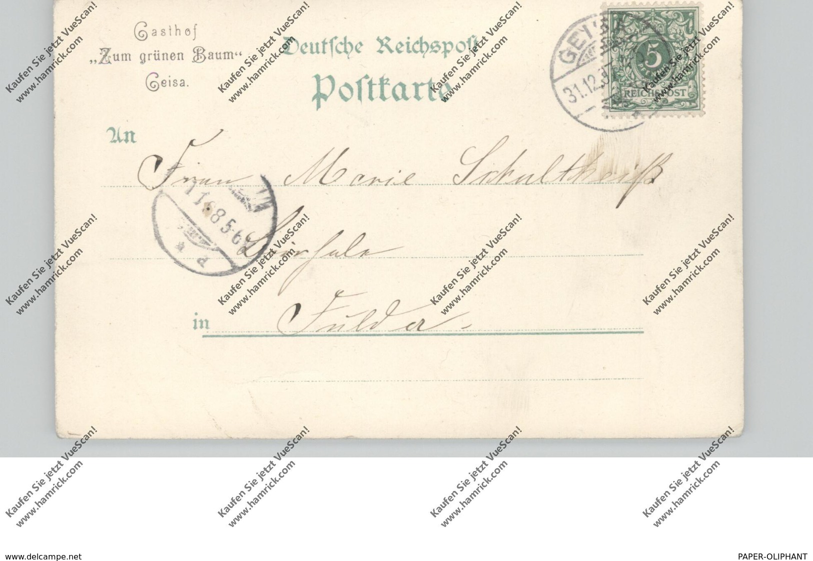 0-6222 GEISA, Lithographie 1897, Rathaus, Rechnungsamt, Amtsgericht, Gesamtansicht - Bad Salzungen