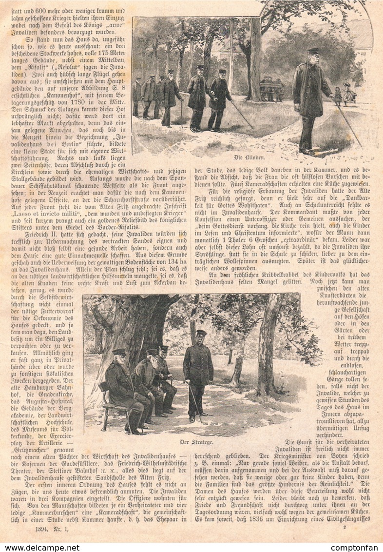 A102 493 Berlin Invalidenheim Soldaten Artikel Mit 7 Bildern 1894 !! - Police & Military