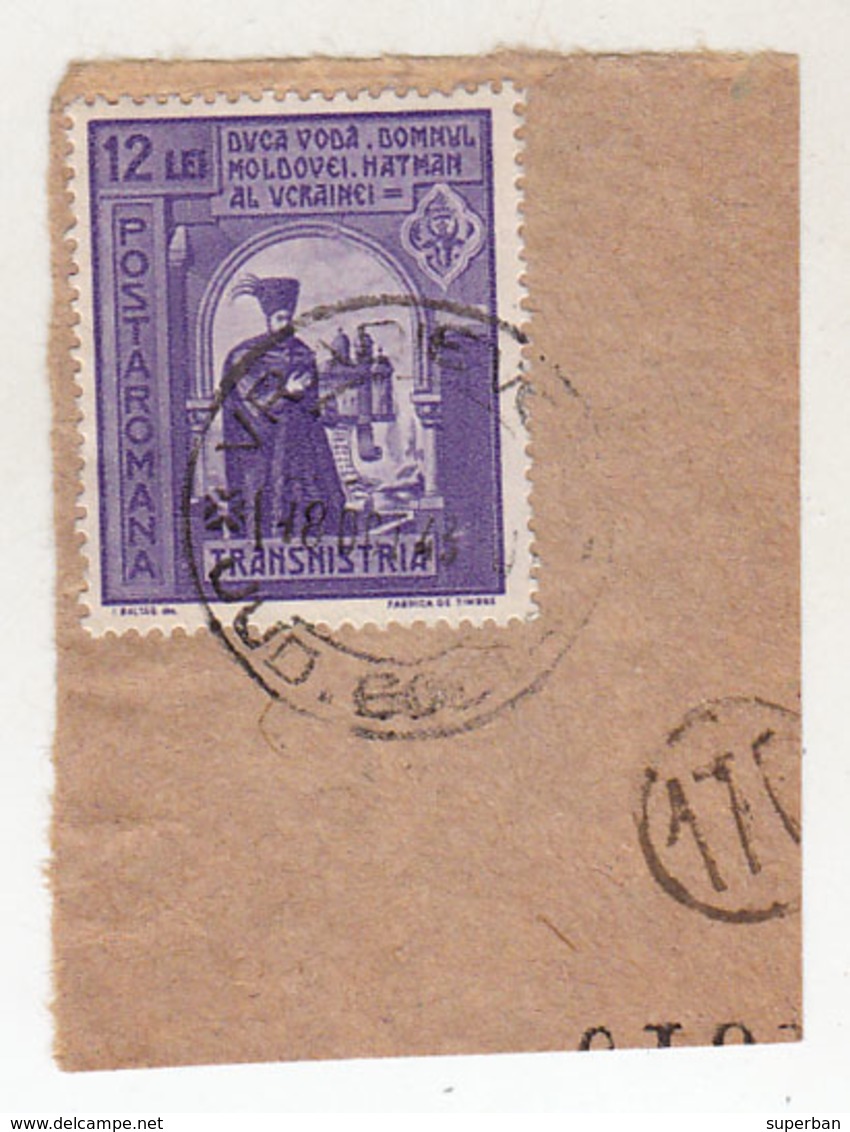 COVER FRAGMENT / FRAGMENT De LETTRE : ROMANIA - TRANSNISTRIA - CANCELLATION : VRADIEVCA / JUD. GOLTA - 1943 (ae699) - World War 2 Letters