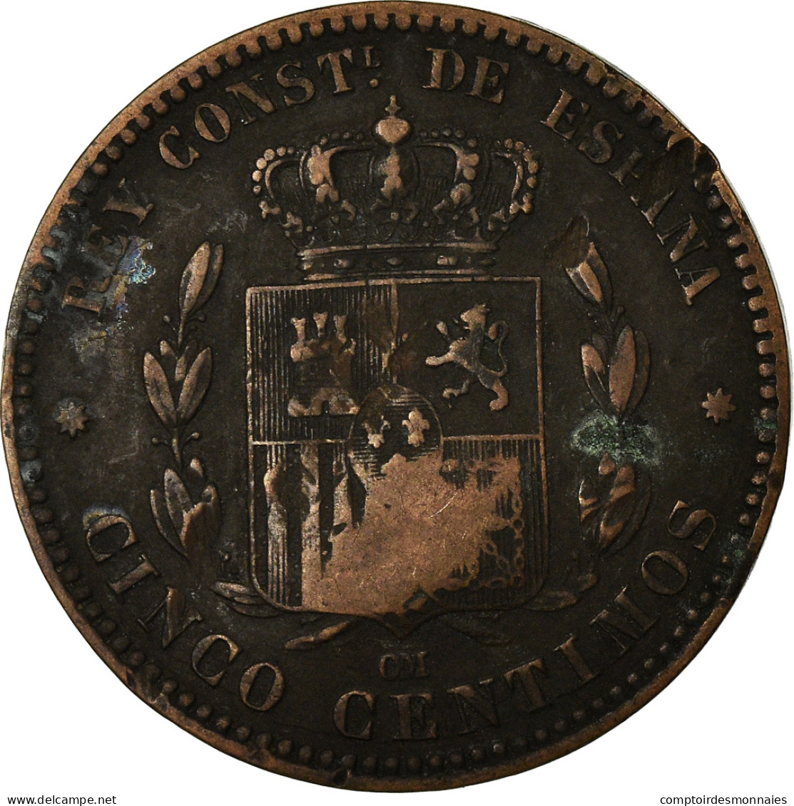 Monnaie, Espagne, Alfonso XII, 5 Centimos, 1879, TB, Bronze, KM:674 - Provincial Currencies