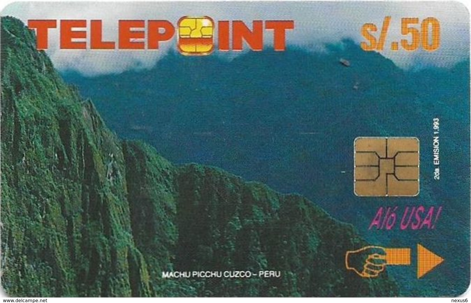 Peru - Telepoint - Machu Picchu Puzzle Piece 2/4 (Reverse 'Telecable'), 50Sol, 8.500ex, Used - Peru