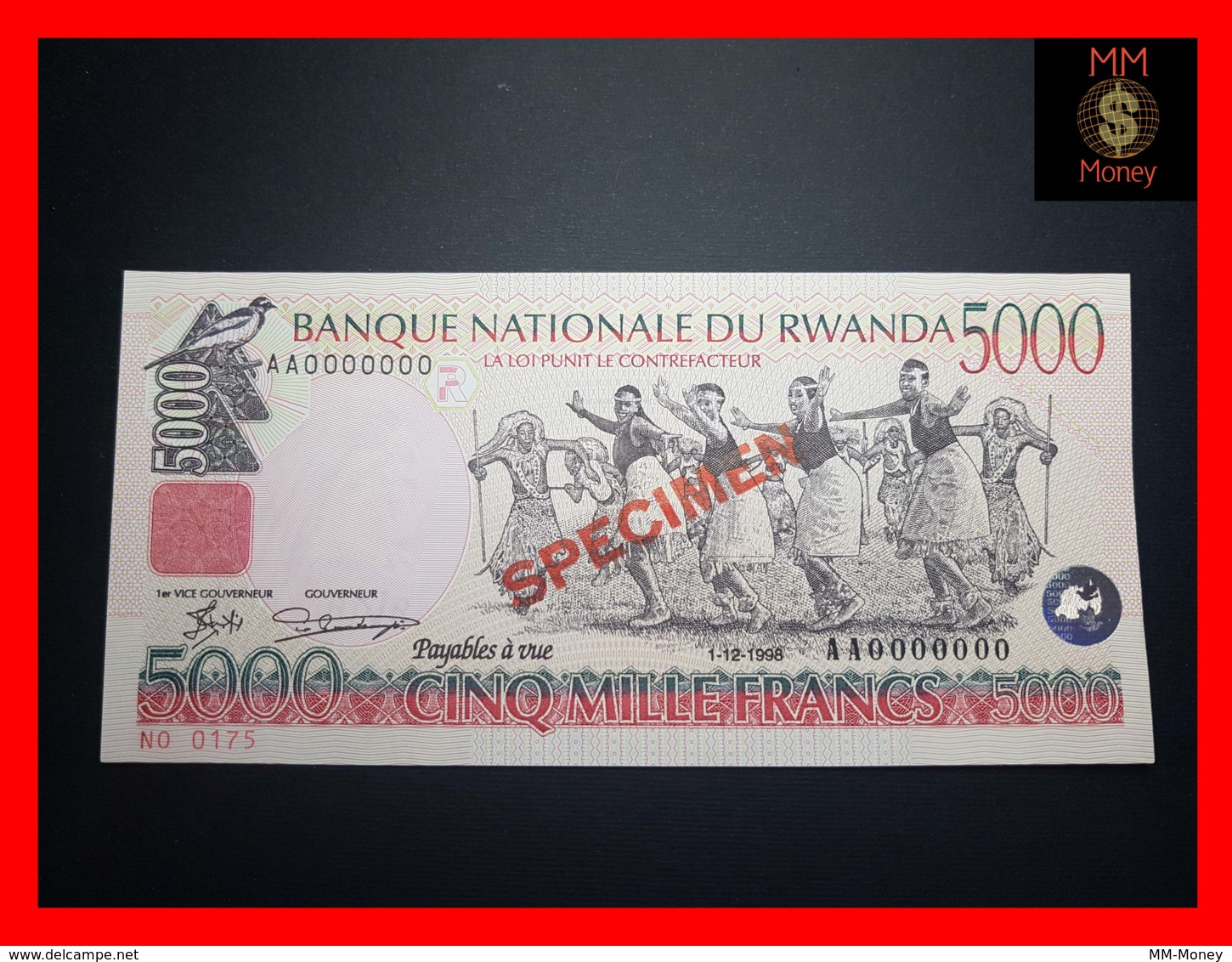 RWANDA 5.000 5000 Francs 1.12.1998  P. 28 A S SPECIMEN  UNC - Rwanda