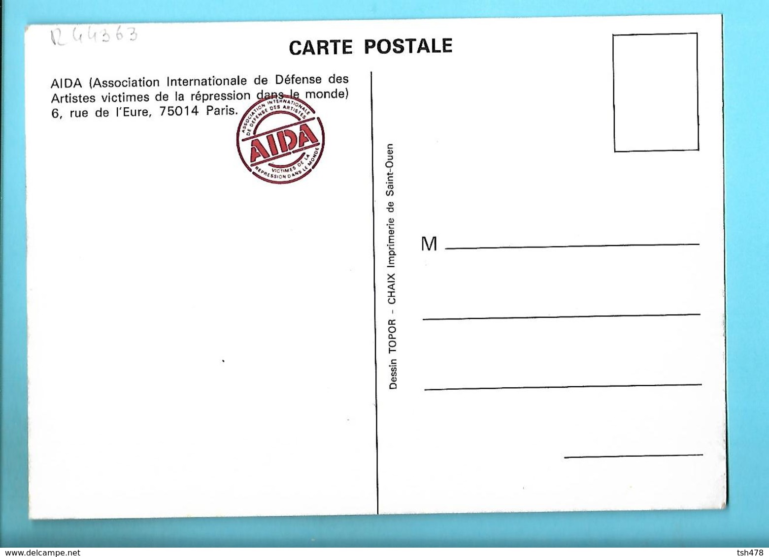 AIDA----illustration  TOPOR--association Internationale De Défense Des Artistes Victimes De La Répression--voir 2 Scans - Topor